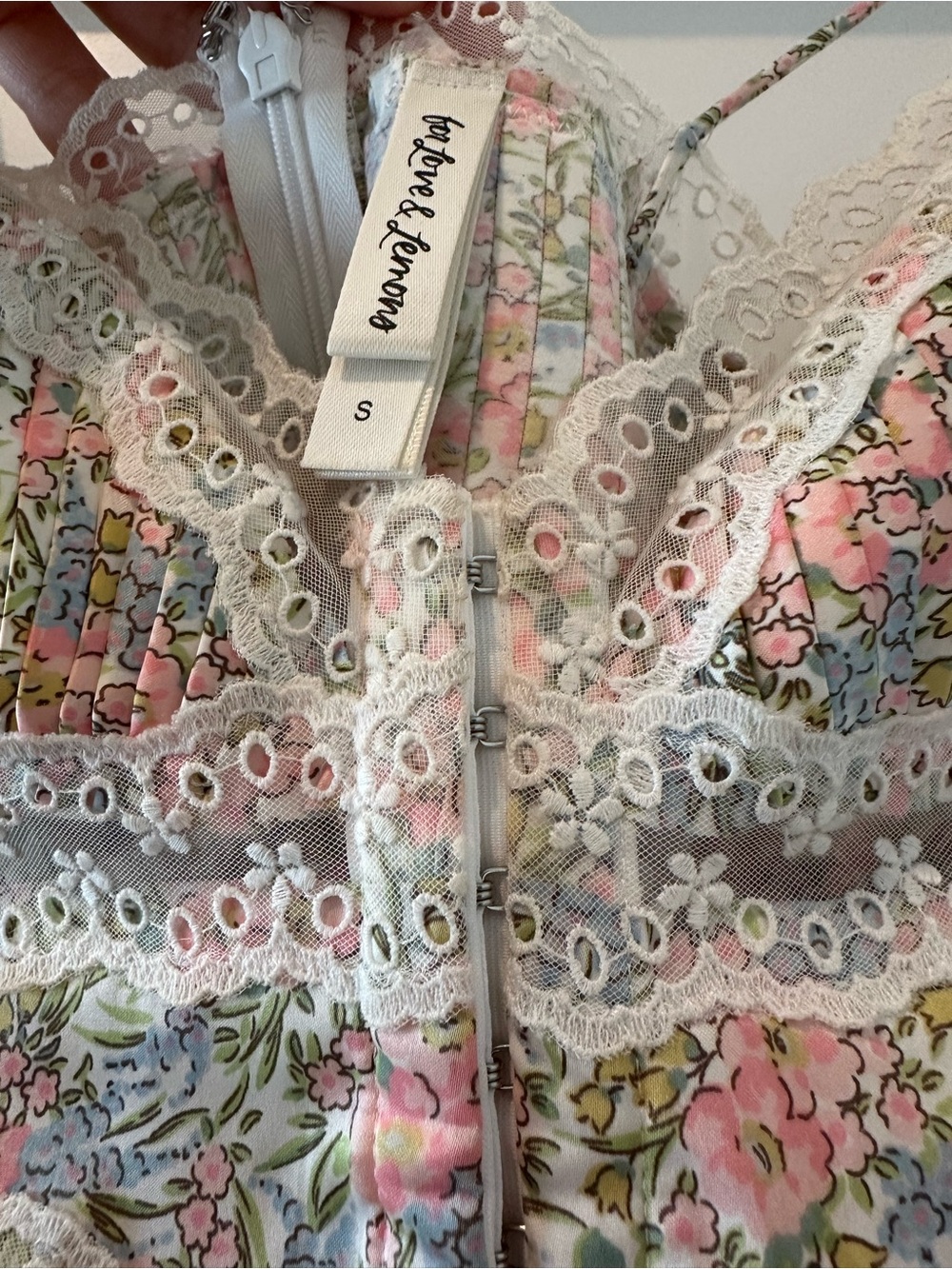 For Love & Lemons Floral Lace-Trim floral mini Slip Dress - Picture 3 of 3